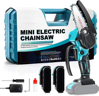 Portable Saker Mini Chainsaw 6 Inch, 2 batteries