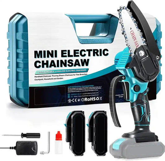 Portable Saker Mini Chainsaw 6 Inch, 2 batteries