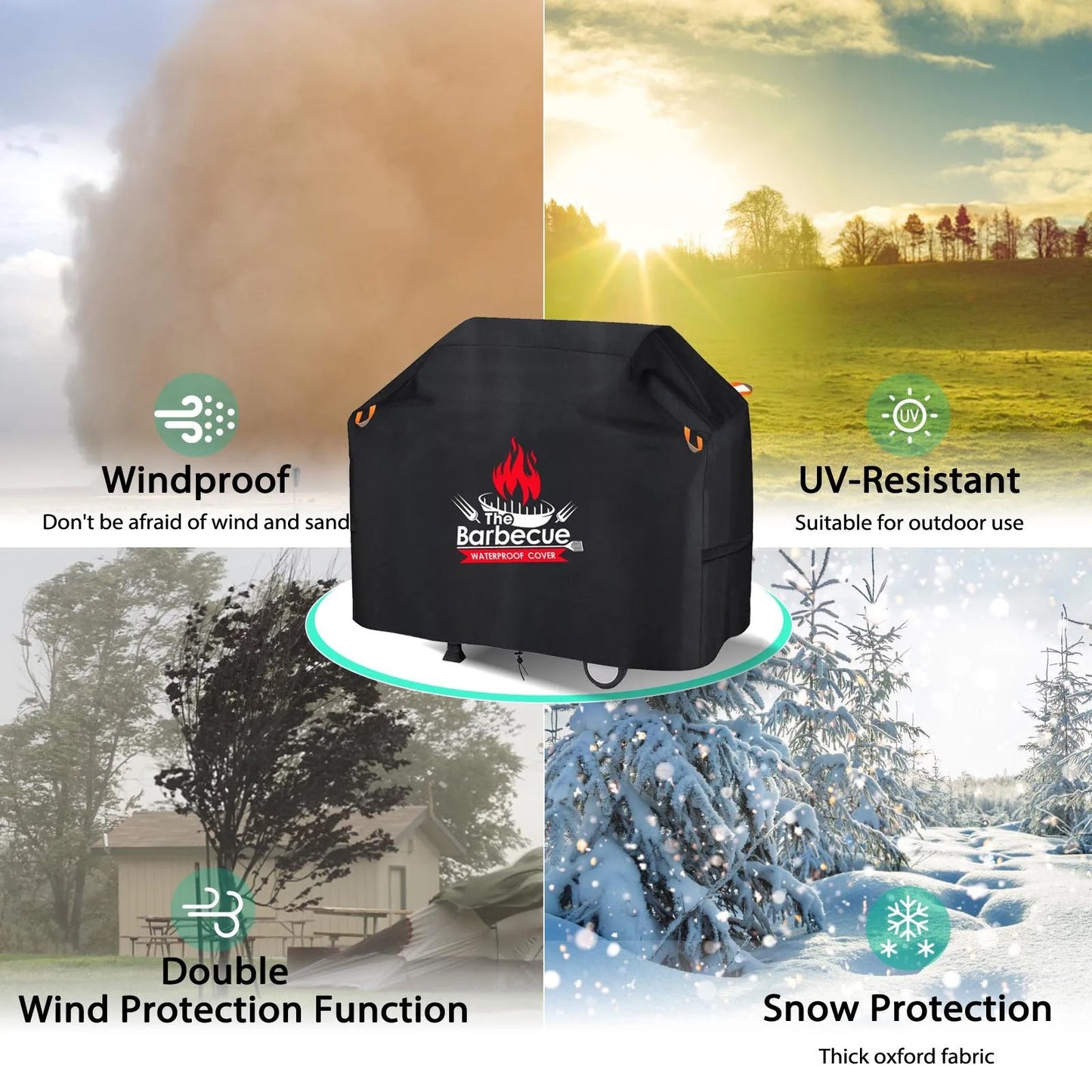 420D Oxford Fabric Dust and Waterproof BBQ Cover